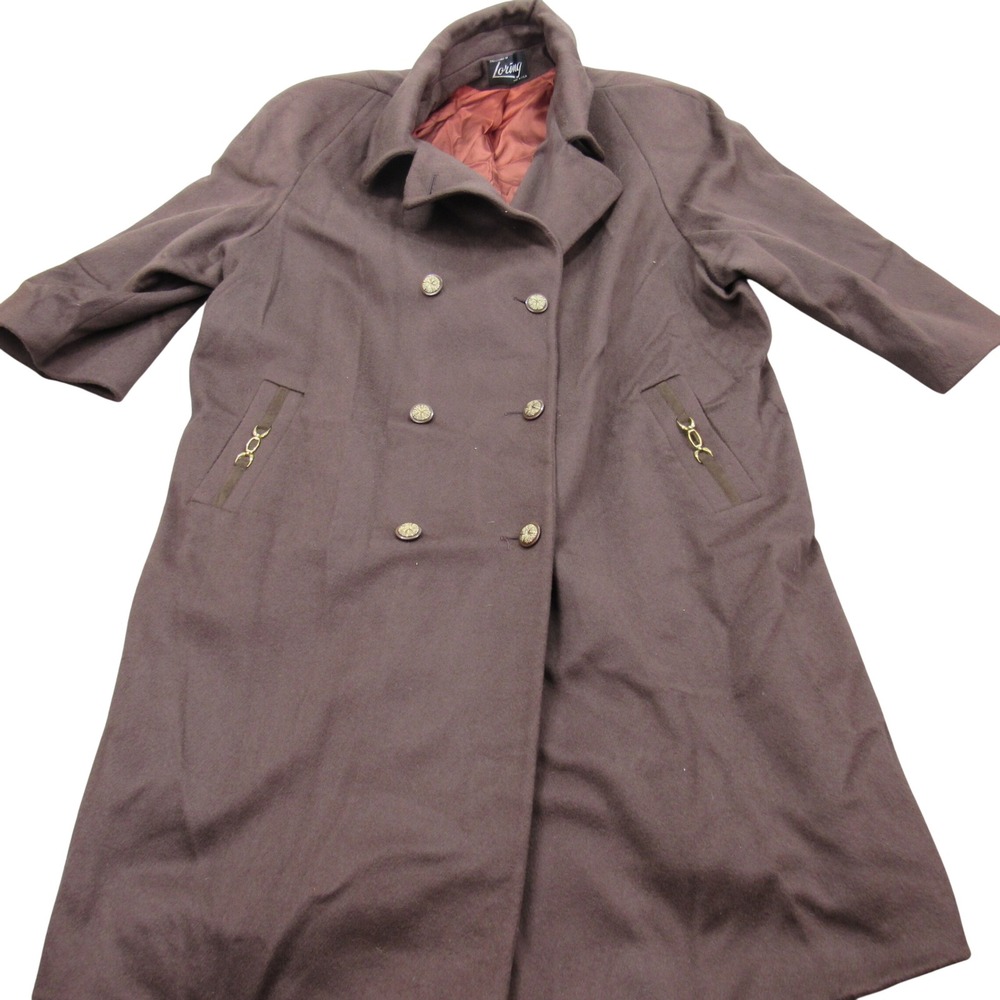 Vintage Loring Forstmann Womans Brown Wool Blend‎ Double Breasted Overcoat  XL